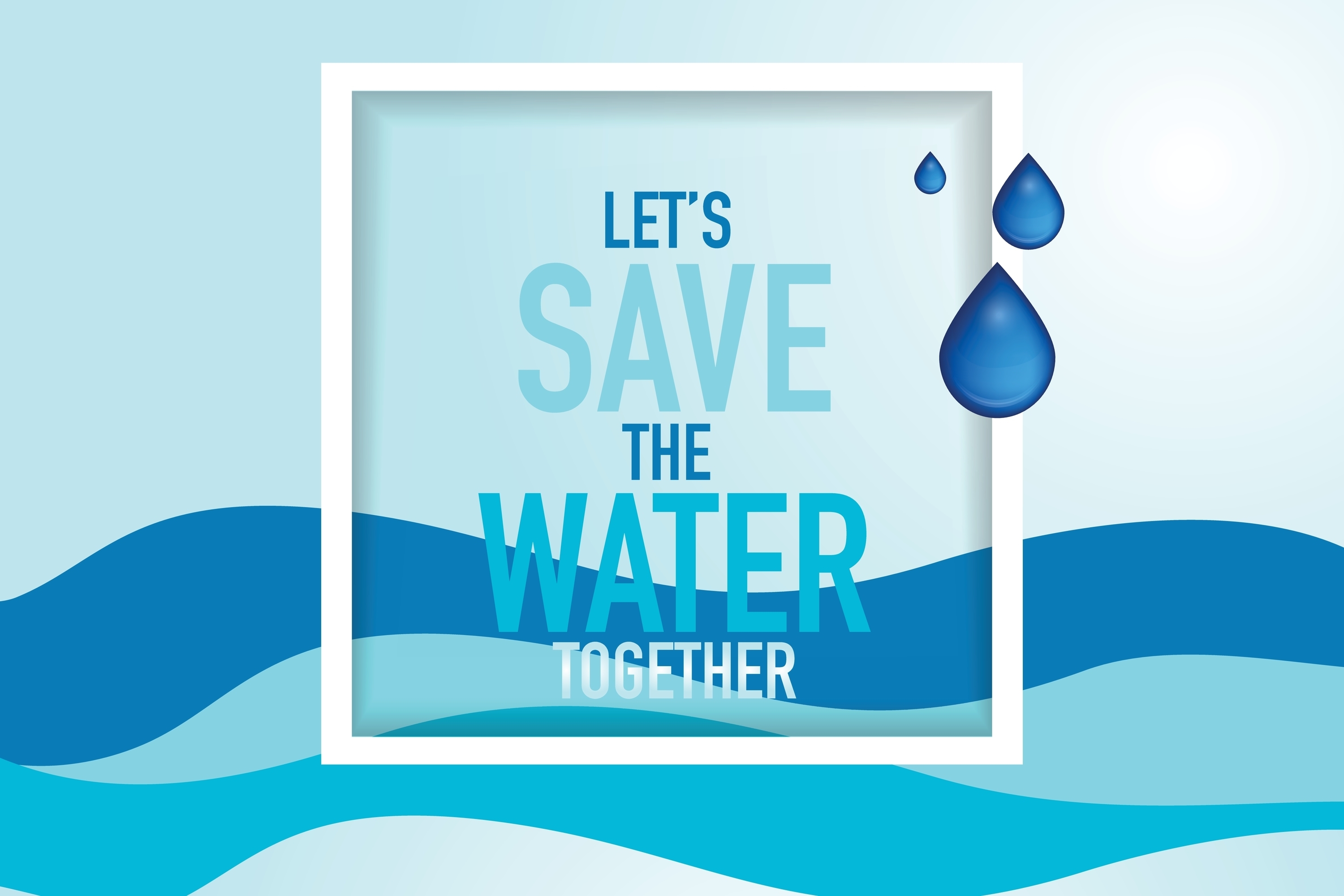 A sign that says let's save water together