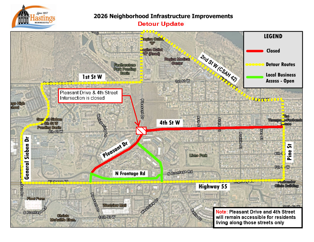 26-1 Pleasant Drive detour map
