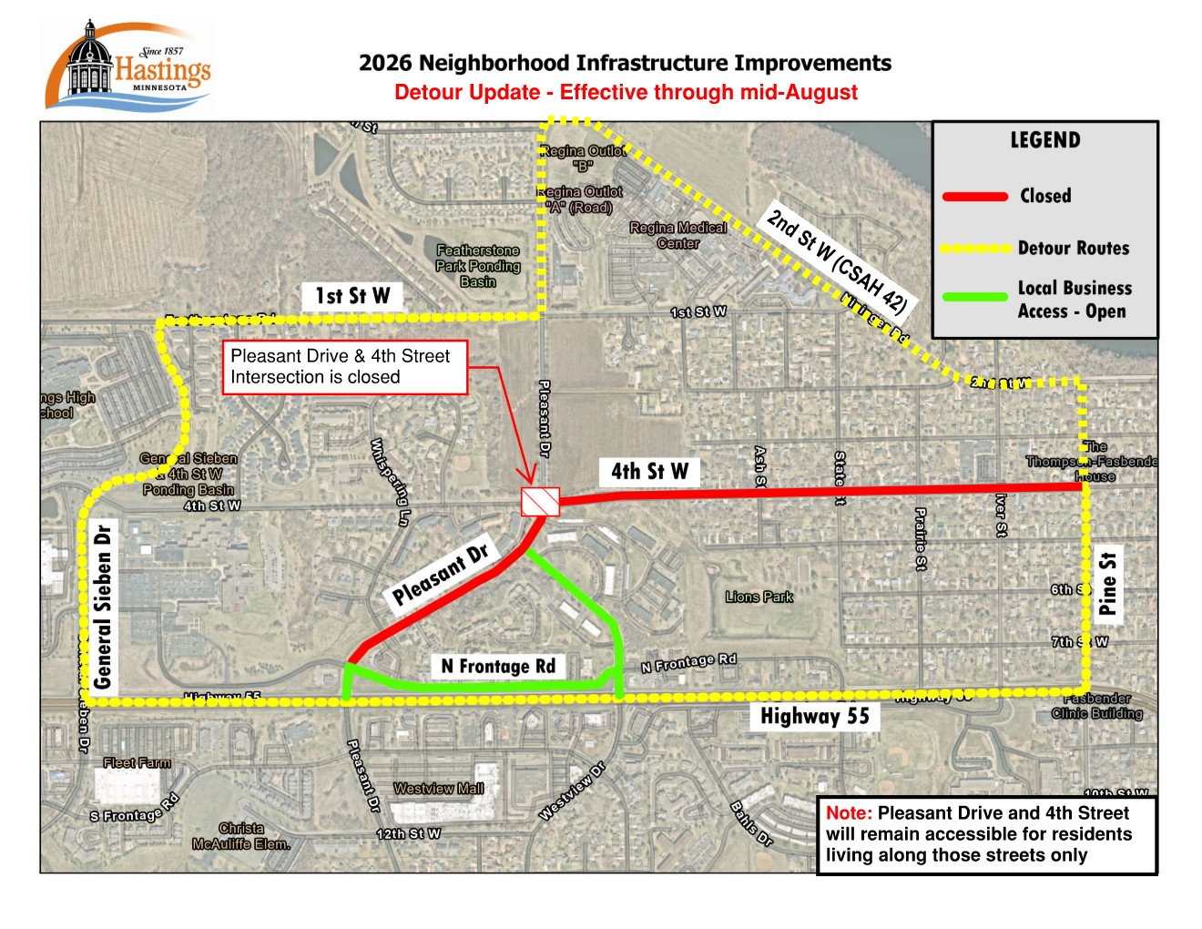 Detour Map Update Effective through Mid-August