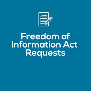 Digital graphic with the text 'Freedom of Information Act Requests' and a paper icon
