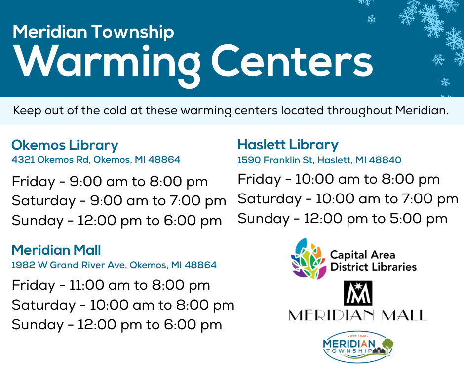 Meridian Township Warming Centers Graphic