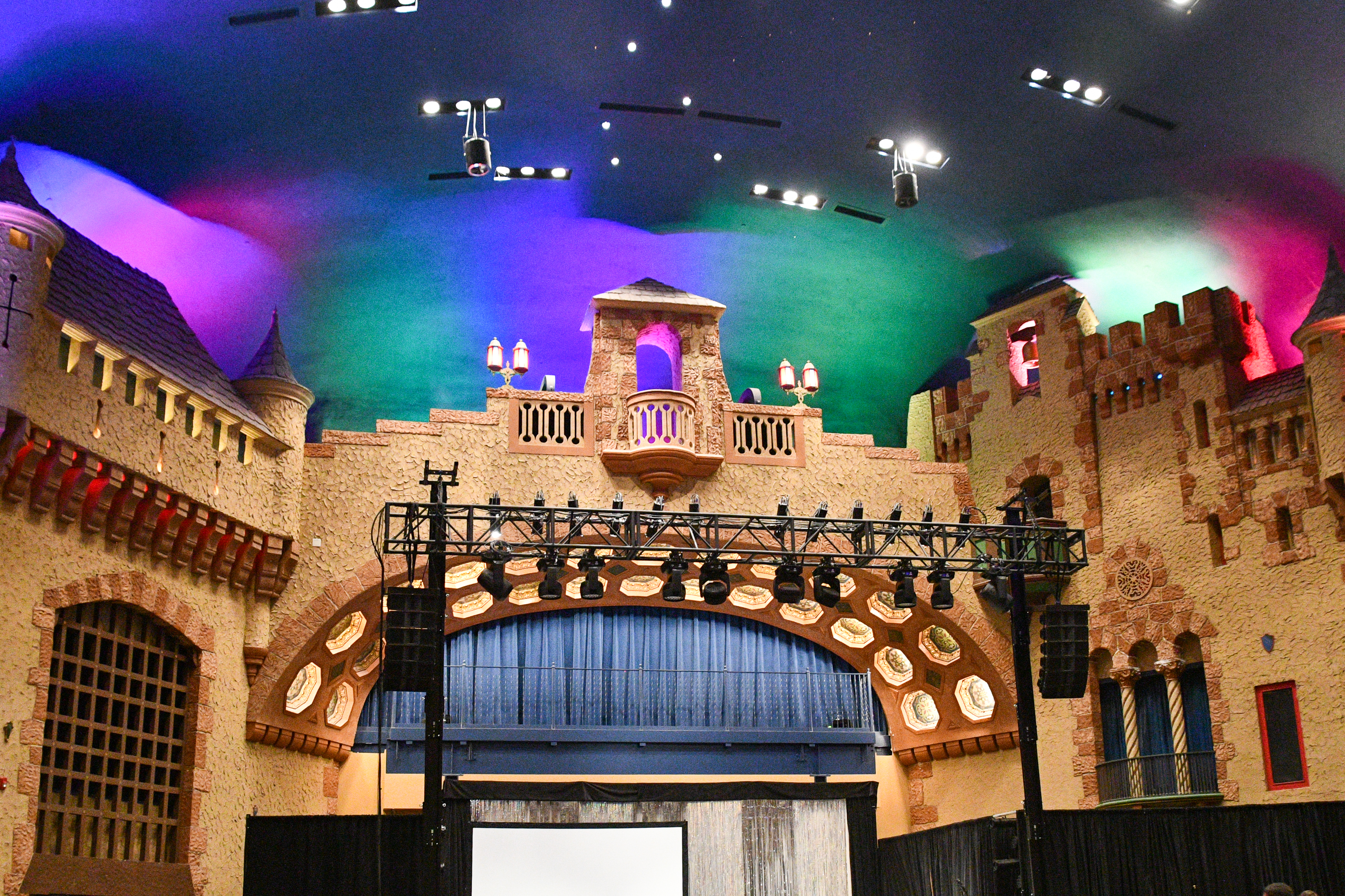 Castle structure inside the Historic Chateau Theatre