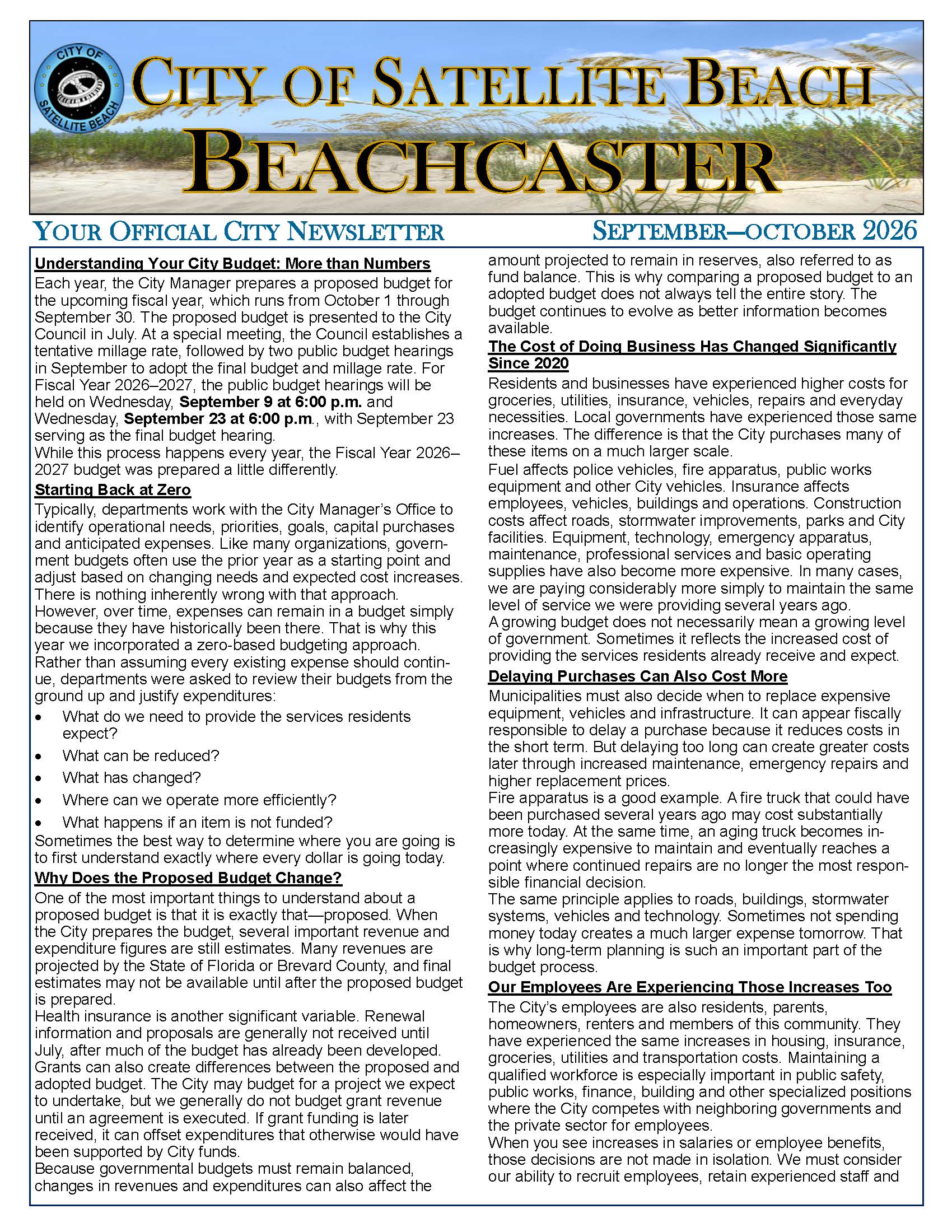 Beachcaster Newsletter Page 1