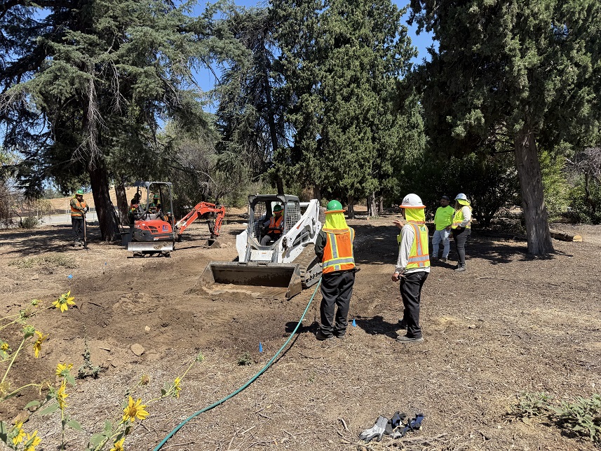 Crew and equipment performing Bailey Canyon restoration work