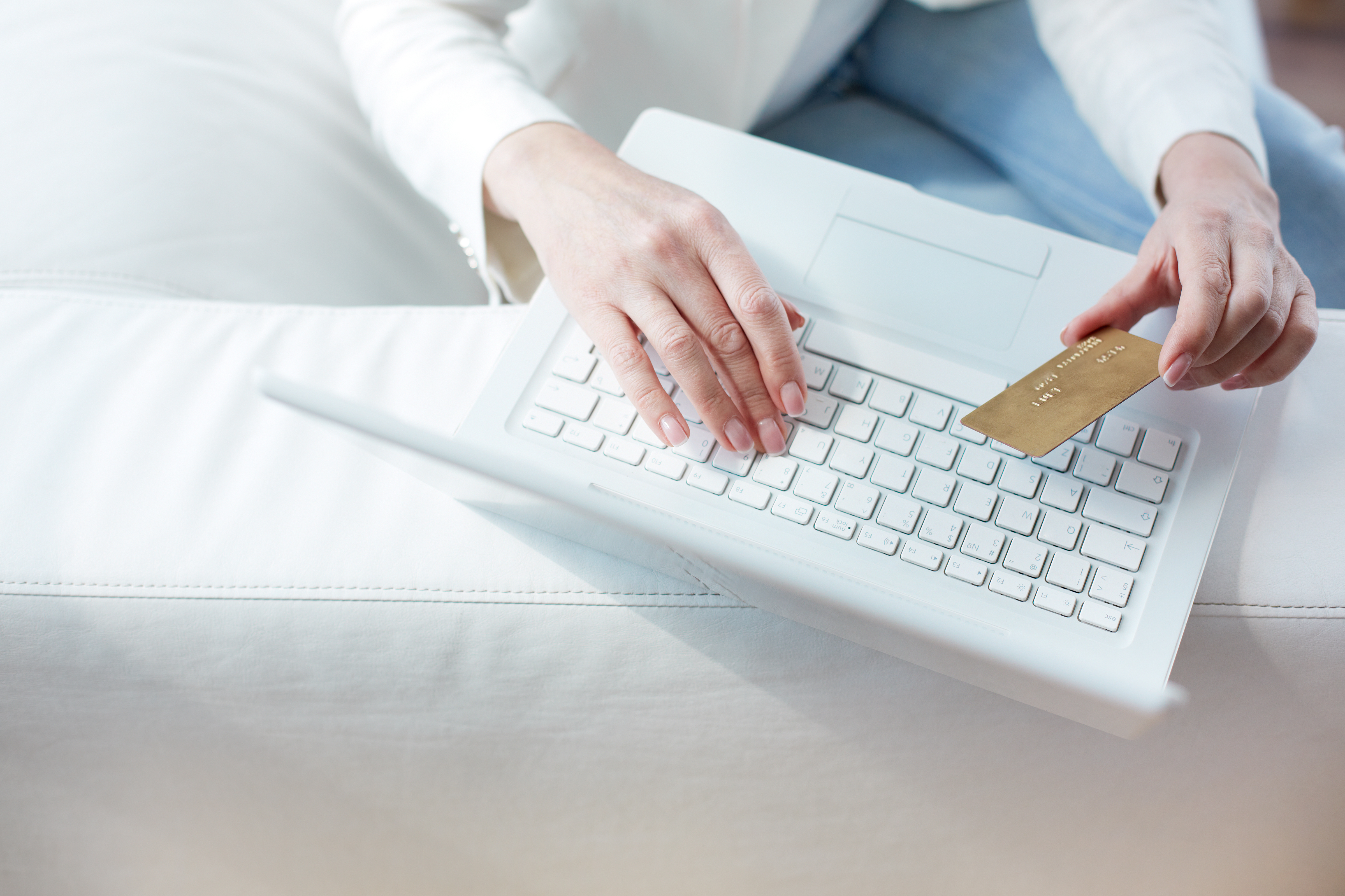 Close Up Female Hands Making Online Payment